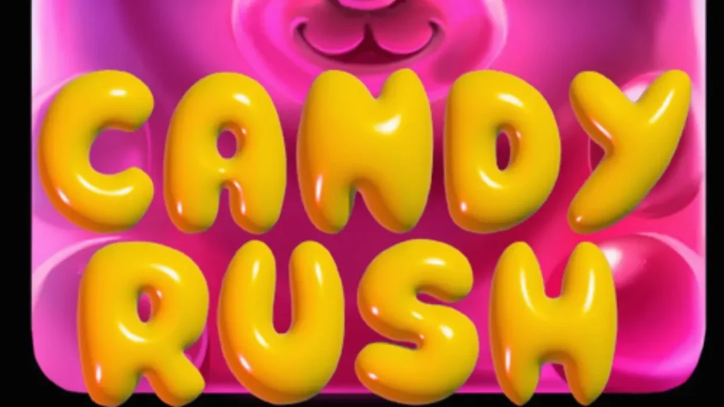 Tampilan visual cerah dan penuh warna dari slot Candy Rush dengan simbol permen.