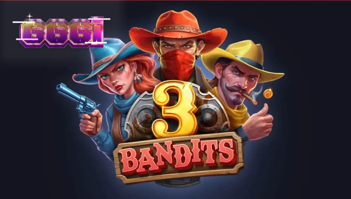 Tampilan visual slot 3 Bandits dengan tema Wild West yang penuh warna