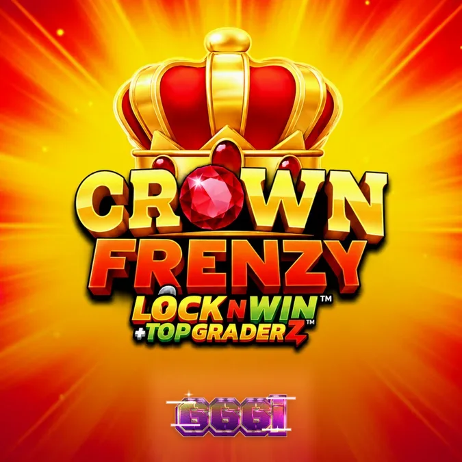 Tampilan visual grid permainan Crown Frenzy LockNWin dengan simbol-simbol emas